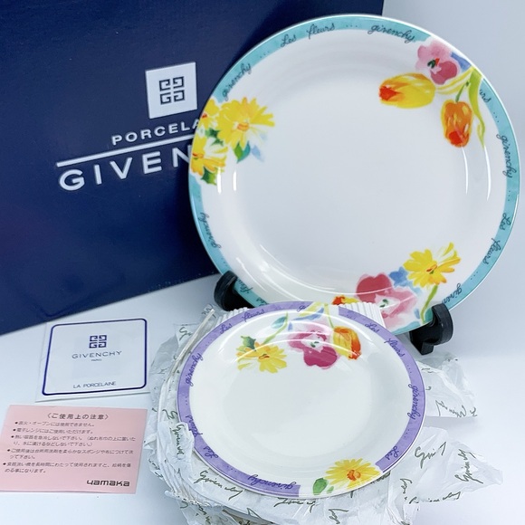 Givenchy Porcelain 6Pcs Colourful Floral Design Set Plates - Picture 1 of 14